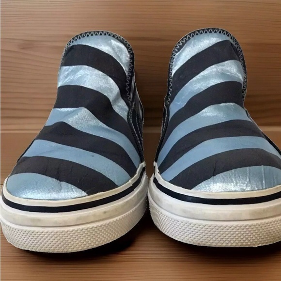 PUMA Slip On Shoes Sneakers Unisex Women 8.5 Men 7 Blue Two Tone Stripes Shiny - Picture 5 of 10